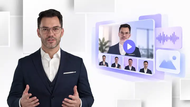 A clear explainer video preview with a presenter and a polished graphic layout.