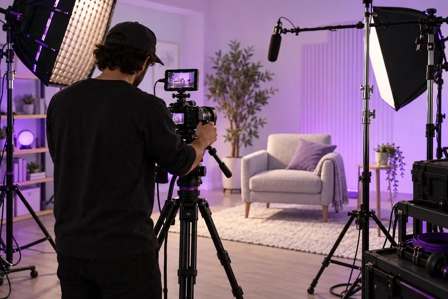 Illustration of a conventional camera-based video production setup