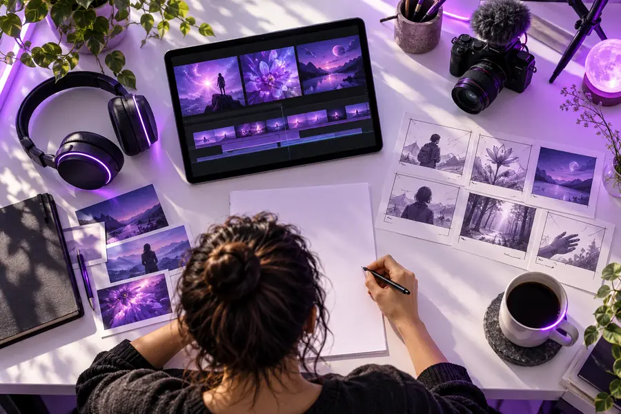 Illustrative digital video creation workspace